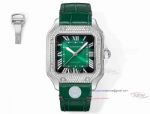 AAA replica Cartier Santos green face diamond bezel Swiss mechanical couple watch (1)_th.jpg